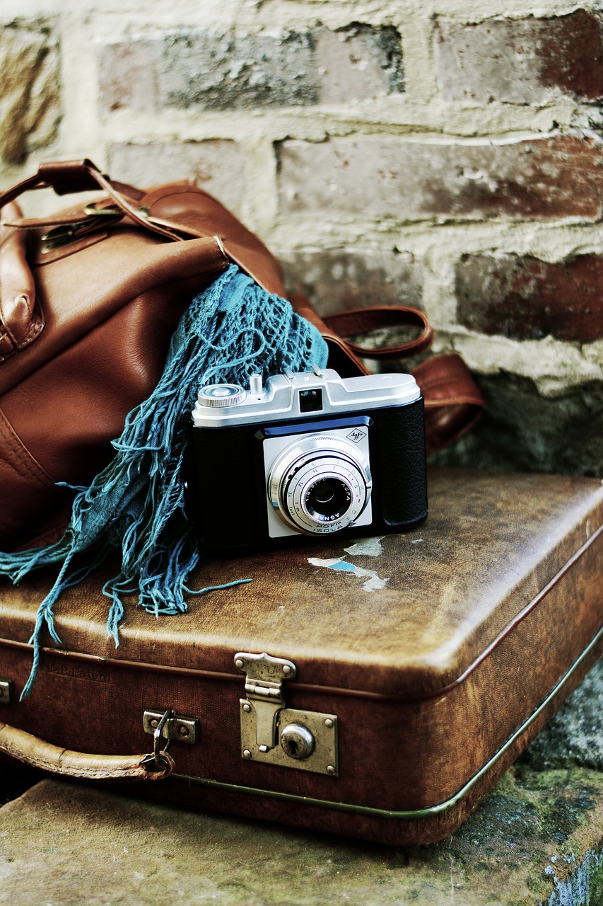 luggage, leather suitcase, old suitcase